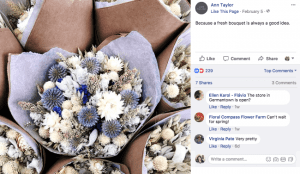 Because a fresh bouquet is always a good idea," reads this Ann Taylor Facebook post