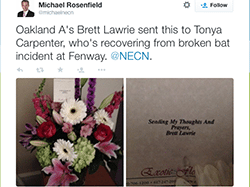 Baseball Player Sends Flowers to Woman Injured by Bat