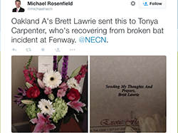 Baseball Player Sends Flowers to Woman Injured by Bat 