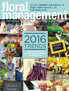 Get a re-cap on the biggest trends slated for 2016 in the January issue of Floral Management.