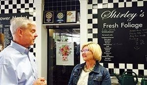 During his 90-minute visit to Shirley’s Flowers & Gifts in Rogers, Rep. Steve Womack (R-Ark.) discussed substantive policy issues with Jo Buttram, AAF, AMF, PCF and toured the business.