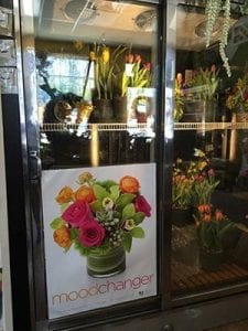 SAF's Mood Changer poster on a flower cooler at Fassler Florist in Fort Wright, KY
