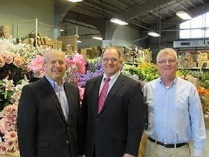 Rep. Michael Capuano (D-Massachusetts), center, paid a visit to Jacobson Floral Supply just two weeks after Nick Fronduto, left, visited the congressman’s office during CAD. Also shown, Bill Jacobson, president.