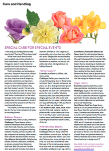 In the March issue of Floral Management, Gay Smith, technical consulting manager at Chrysal USA, shares her top care tips relating to popular wedding flowers.