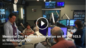 Top-rated radio station WTOP 103.5 in Washington, D.C., invited The Memorial Day Flowers Foundation for live, on-air interview on Memorial Day. The foundation’s founder, Ramiro Peñaherrera, was joined by Boy Scout volunteers, including Raphael Sogueco and Jack Bacarra of Troop 976 in Vienna, Virginia. Sogueco is the son of Renato Sogueco, the Society of American Florists’ chief information officer.