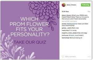 image of a instagram posting about Prom personality quiz