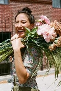 JCrew used Lisa Przystup, founder of James’s Daughter Flowers in Brooklyn, to model one of its new floral print shirts in a recent email and online promotion.