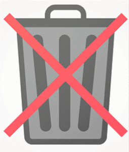 Image of trash can with X through it