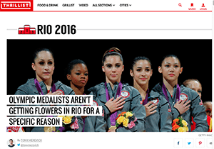Instead of receiving bouquets along with their medals, winners at this year’s Summer Games are getting small sculptures of the Rio 2016 logo. Organizers said the traditional bouquets were “not very sustainable.” The omission has disappointed floral industry members and viewers around the world.