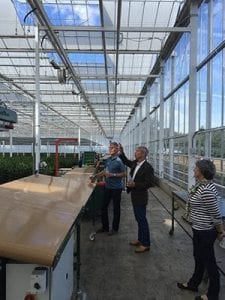 Rep. Kurt Schrader, a Democrat representing the state’s fifth district, toured Oregon Flowers in Aurora, last week. “It was a good visit,” said owner Martin Meskers, AAF, president of the Society of American Florists (also shown, Helene Meskers).