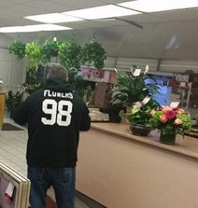 At Exotic Flowers in Boston, employees don a sweatshirt featuring the name of a favorite New England Patriots player — who's last name happens to be flowers — as a way to create connection with customers.