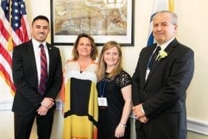 Mother-daughter duo Kelly and Camille Dolloff of Artistic Blossoms Floral Design Studio with fellow Bostonian Nick Fronduto of Jacobson Floral Supply, Inc., discussed industry issues with an aide in the office of Rep. Michael Capuano (D-Massachusetts) during CAD 2016.