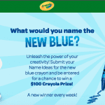 Crayola is running a contest to name its new blue. The medium-shade blue replaces Dandelion, a yellow crayon “retired” earlier this year.