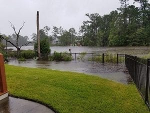 Hurricane Irma image from Charleston SC. Water rising over a fence