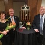 Dawn Larimer, Dwight Larimer AAF, PFCI, and Bob Patterson, Michigan Floral Foundation chairman. Dwight Larimer was inducted into the prestigious Michigan Floral Foundation Hall of Fame in October.