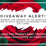 On Monday, January 29, Welke's Milwaukee Florist gave a free gift card to the first person who could correctly answer the Facebook query, "How many years has Welke's been 'delivering love' to the Milwaukee community for Valentine's Day?" (Answer: 117.)