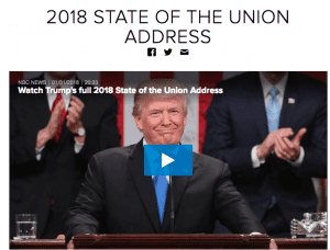 In his first State of the Union address, President Trump spoke of the strong U.S. economy and called for a $1.5 trillion spending bill to rebuild the country's infrastructure.