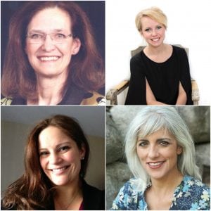 The 2018 AAF recipients will be honored alongside the 2018 inductees at SAF Palm Springs 2018. Top left: Maggie Binet, AAF, AIFD, CPF, PFCI, of Le Jardin Binet in Englewood, Colorado; Zoë Prosser Gallina, AAF, of Botanica International Design Studio in Tampa, Florida; Jodi McShan, AAF of McShan Florist Inc., in Dallas, Texas; and Lynne Tischler, AAF, CPFD, PFCI of Your Enchanted Florist in St. Paul, Minnesota.