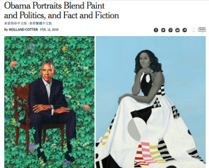 In President Obama's official portrait, African blue lilies represent Kenya, his father's birthplace; jasmine represents Hawaii, where Obama was born; chrysanthemums, the official flower of Chicago, stand in for the city where his political career began.