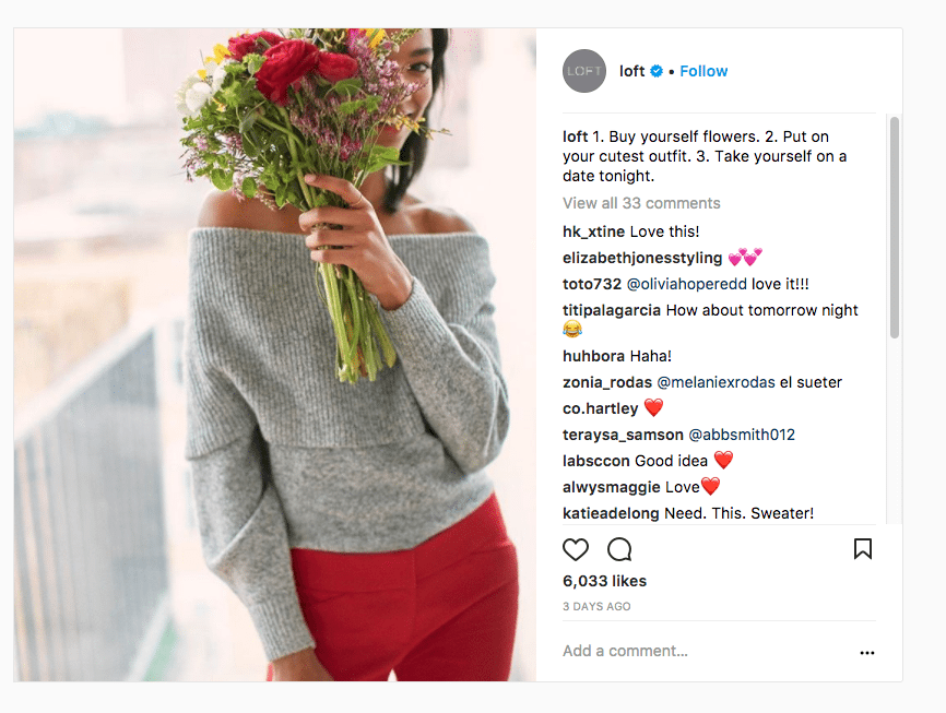 LOFT Tells Instagram Followers: ‘Buy Yourself Flowers’