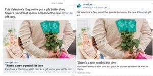 a before and after photos of West Jet's Facebook post
