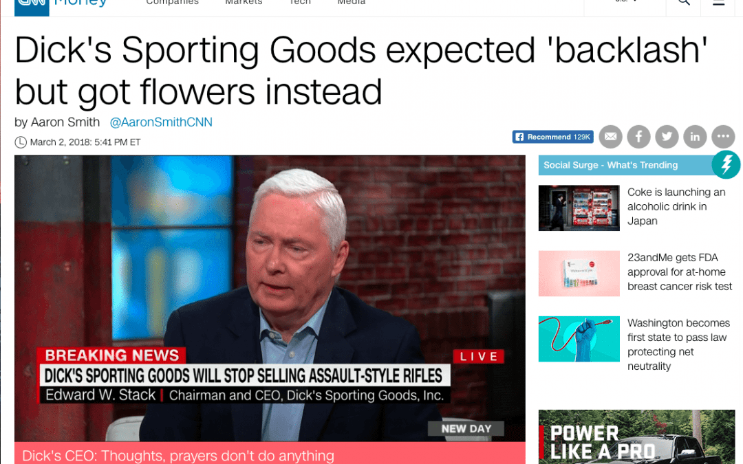 Dick’s Sporting Goods expected ‘backlash’ but got flowers instead