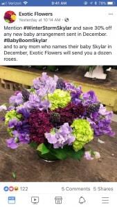 Boston florist Rick Canale announced a future discount for people who conceived during last week’s Winter Storm Skylar.