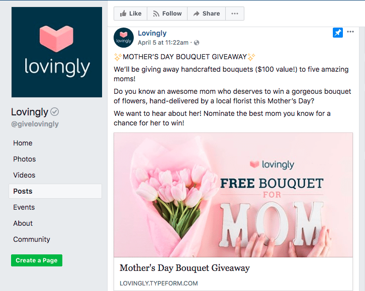 To get consumers thinking about Mother’s Day and how flowers make the perfect gift, Lovingly launched a “Free Bouquet for Mom” contest in early April. On May 6, five winners will be contacted through email, followed by partner florists in the winners’ communities, who will supply a one-of-a-kind bouquet.