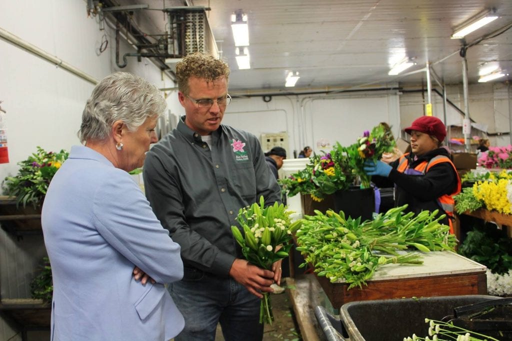 We got a call several days before from her local office, asking to coordinate the visit, and of course we said yes,” said Rodi Groot, Sun Valley’s product manager and Sun Pacific Bouquet manager, of the lawmaker’s visit.
