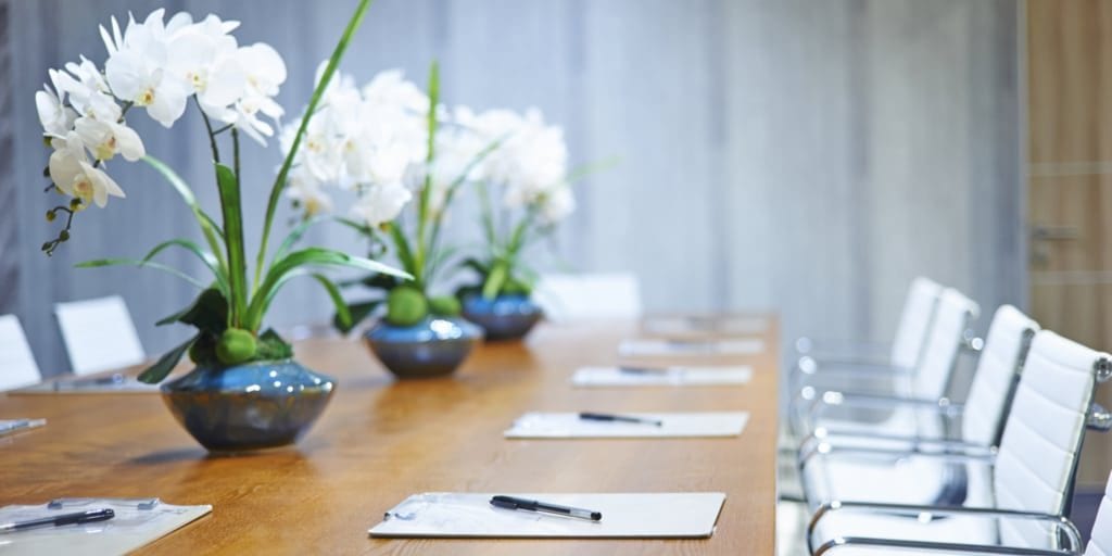 corporate table with flowers