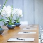 corporate table with flowers