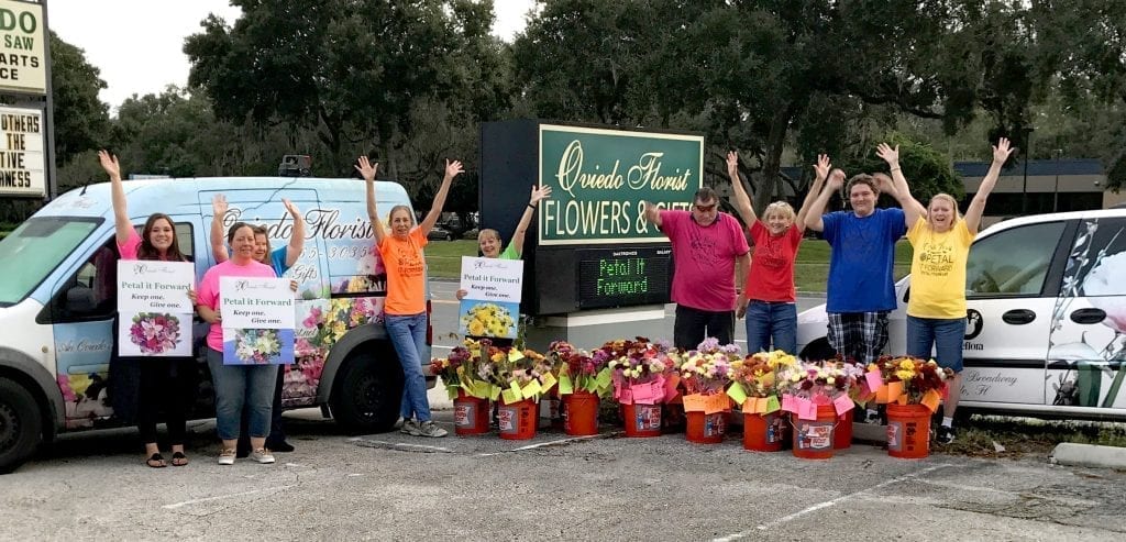 In Florida, employees at Oviedo Florist got into the spirit before their Petal It Forward event.
