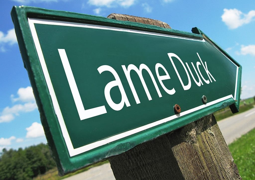 Lame Duck road sign arrow