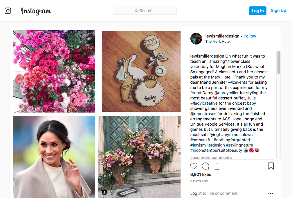 Megan Markle's baby shower collage of flowers