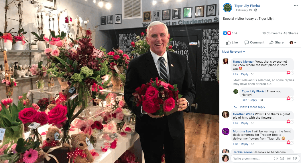 Vice President Pence Visits S.C. Florist