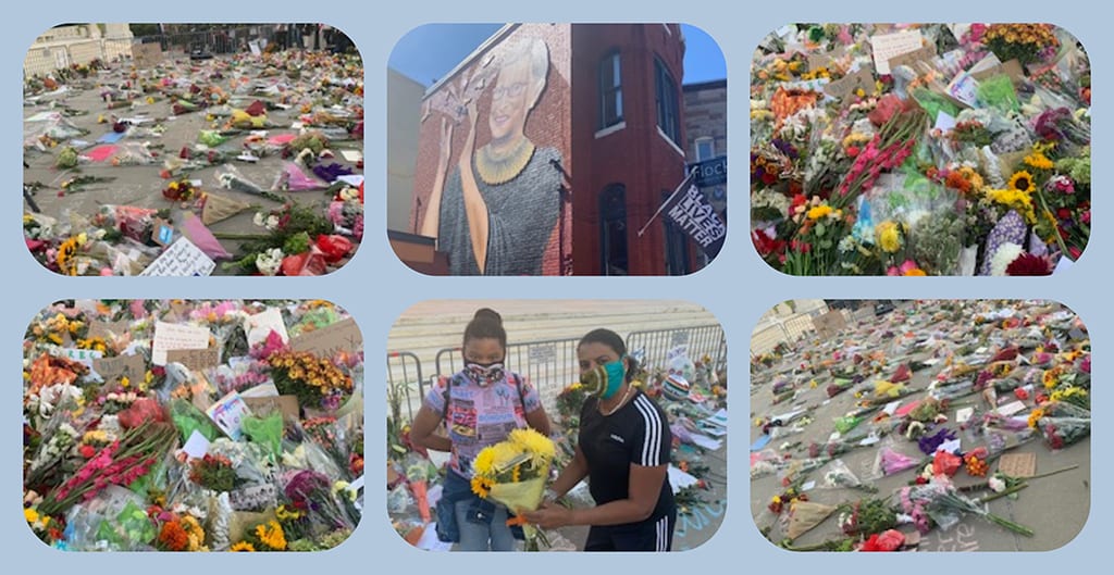 Flowers, Bouquets Mark Memorials for Justice Ginsburg
