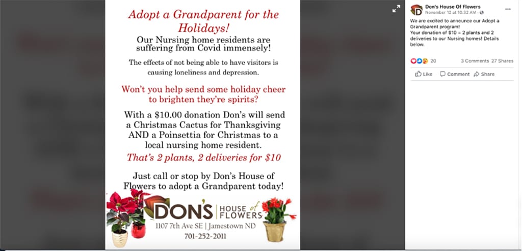 Florist’s ‘Adopt a Grandparent’ Effort Plants Joy in Local Nursing Homes